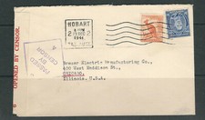 Australie 1941 Censure Housse Avec KGVI (Sc 170 3D) Forme Hobart To Chicago USA