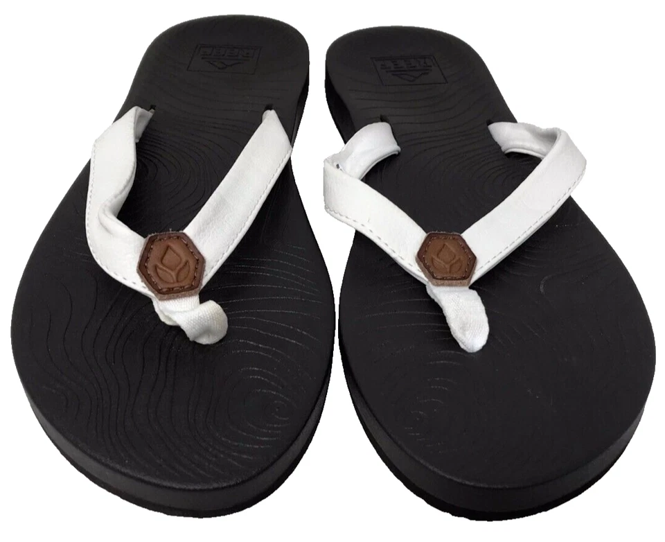Chanclas Reef Zen Love cómodas sin cordones blancas/negras para mujer talla: 7 102S Foto 2 de 4
