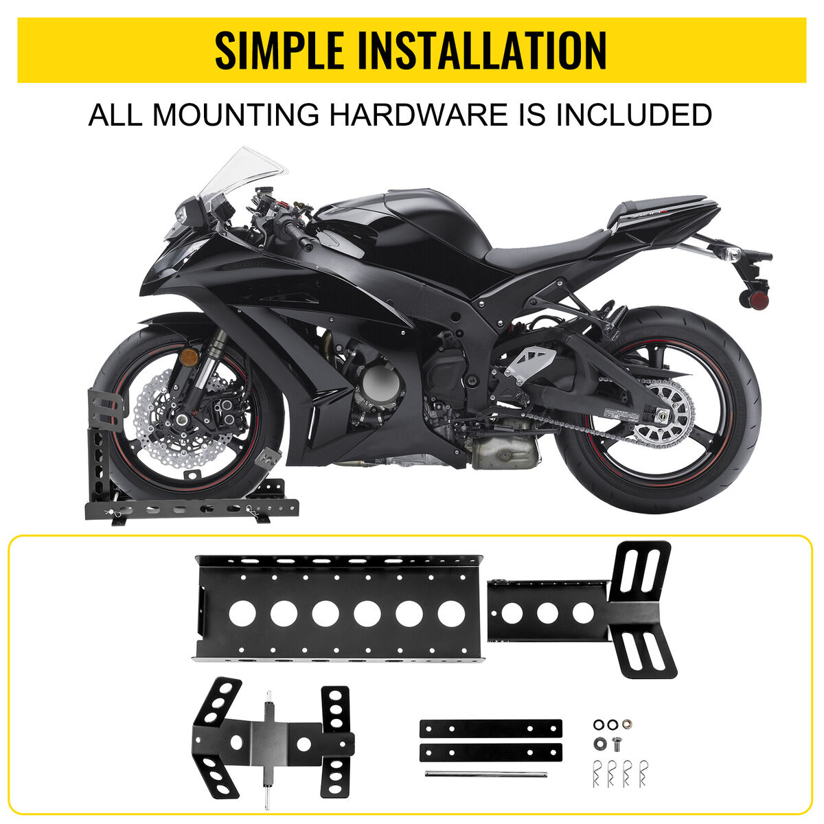 Removable Motorcycle Wheel Stop Chock Trailer w/ Mounting Kit 3000lbs Tire  Rack