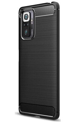 HANDY HÜLLE CARBON Für XIAOMI REDMI NOTE 10 PRO SCHUTZHÜLLE CASE SILIKON SCHWARZ