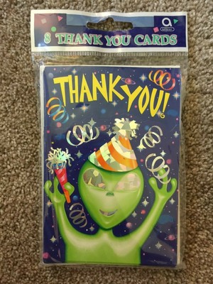 Nip Kids Birthday Alien Themed Pack Of 8 Party Thank You Cards Envelopes 4 X 6 Ebay