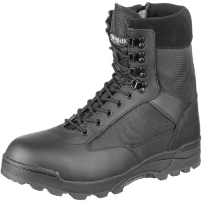 Brandit Tactical Military Combat Side Zip Boots Police Leather Footwear  Black