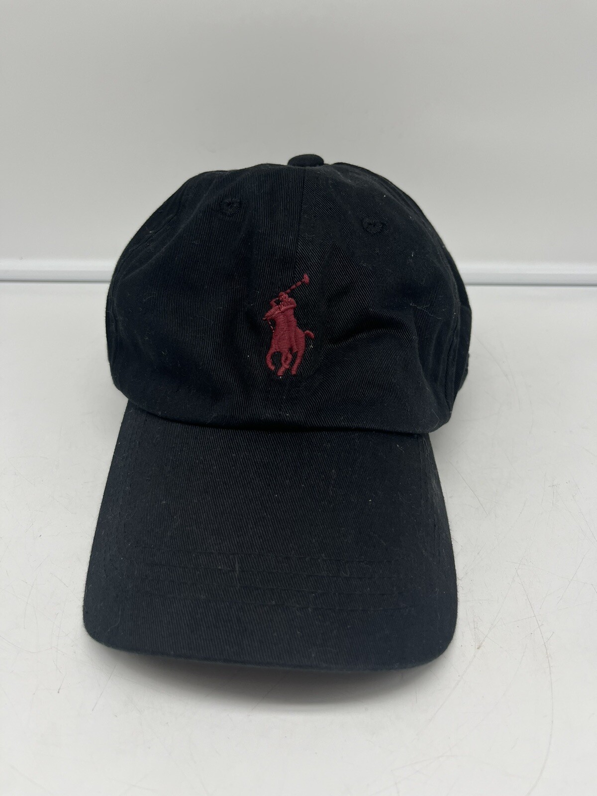 Polo Raph Lauren Cappello Berretto Cinturino Schiena Adulto Taglia Unica Nero Rosso Pony
