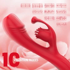 Rechargeable Multispeed Rabbit Vibrator G-Spot Dildo Massager Sex Toys For Women