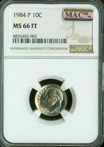 1984 P ROOSEVELT DIME NGC MS66 FT PQ MAC  SPOTLESS *