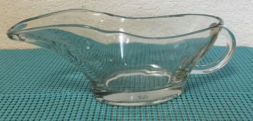 Vintage ANCHOR HOCKING Heavy Clear Glass GRAVY BOAT ~ 10 oz / 295ml USA 1028 - Picture 3 of 10