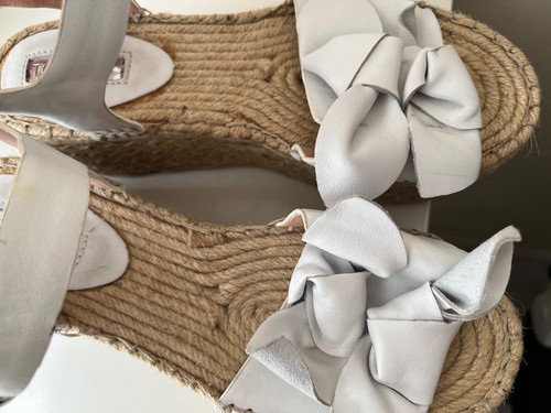 Topshop Sandals Size UK 4 White Leather Espadrille Platform Summer Holiday Beach - Picture 4 of 12