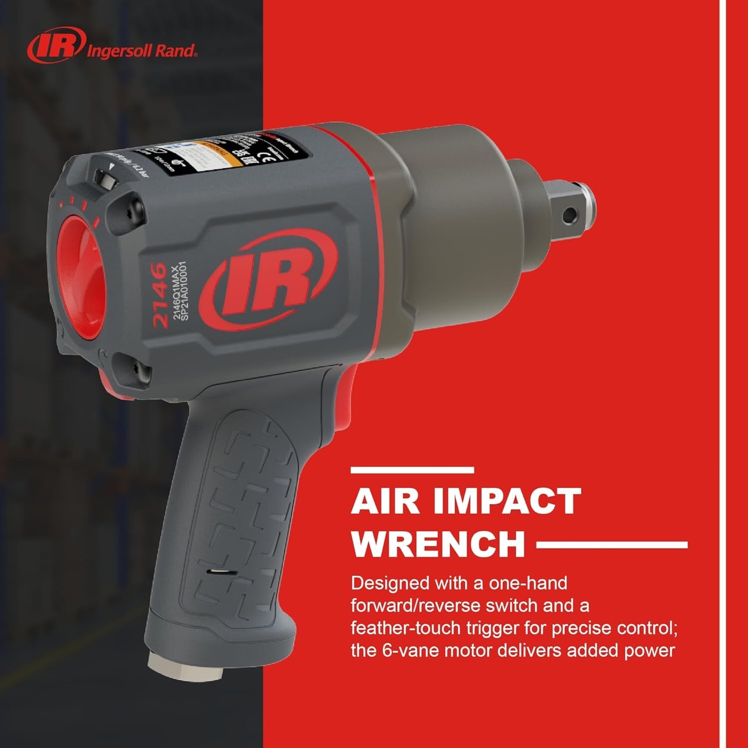 2146Q1MAX 3/4-Inch-Drive Air Impact Wrench with Quiet Pistol-Grip Design and 2,0