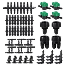 128 Pcs 1/4 Barbed Connectors Irrigation Fittings Kit, 3/4'' to 1/4'' Hose Ad...