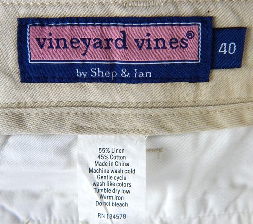NWT VINEYARD VINES Linen Cotton Island Shorts Men 40x9 BEIGE Chino - Picture 4 of 13