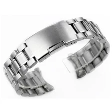 Curved Stainless Steel Bracelet Replacement Watch Band Strap Push Button Clasp