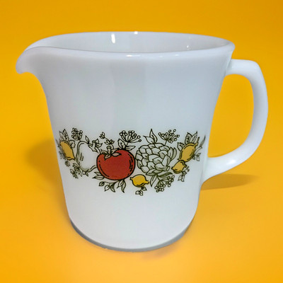 Vintage Pyrex Corning Spice Of Life Creamer Milk Glass Garden Retro 70s