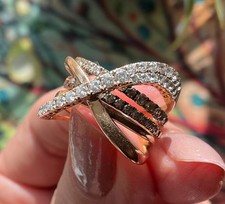 LEVIAN DIAMOND CROSSOVER RING 14K SIZE 7