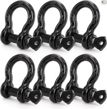 6 Pack 1/2" D Ring Shackle 2.0 Ton (4,000 lbs) Capacity with Screw Pin, Heavy Du