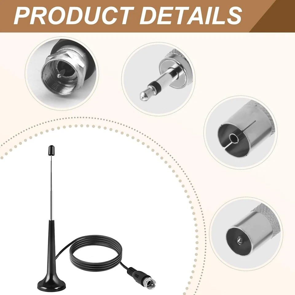 Antenna Radio FM E DAB Interna per Stereo Hifi Da Casa, Base Magnetica 75 Ohm, C - Immagine 3 di 4