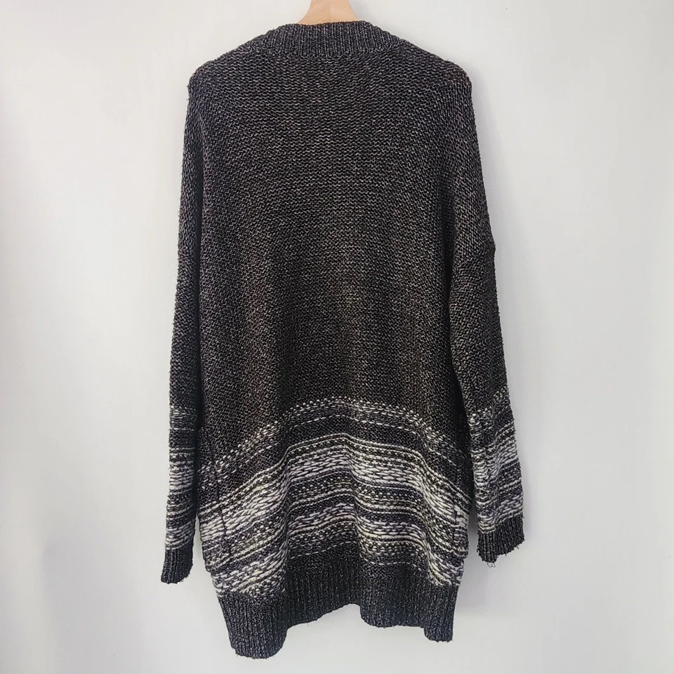 Cárdigan suéter Victoria's Secret frente abierto tejido negro blanco grande Foto 3 de 4