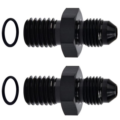 2 x 3AN Male Flare to M10x1.5mm Male Metric Fitting Adapter; Aluminum.