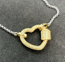 NEW 14K GOLD PLATED HART Pendant Necklace Silver Chain Necklace