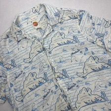 C&C california 100% Linen Button Up Martha's Vineyard Print Shirt Size Large