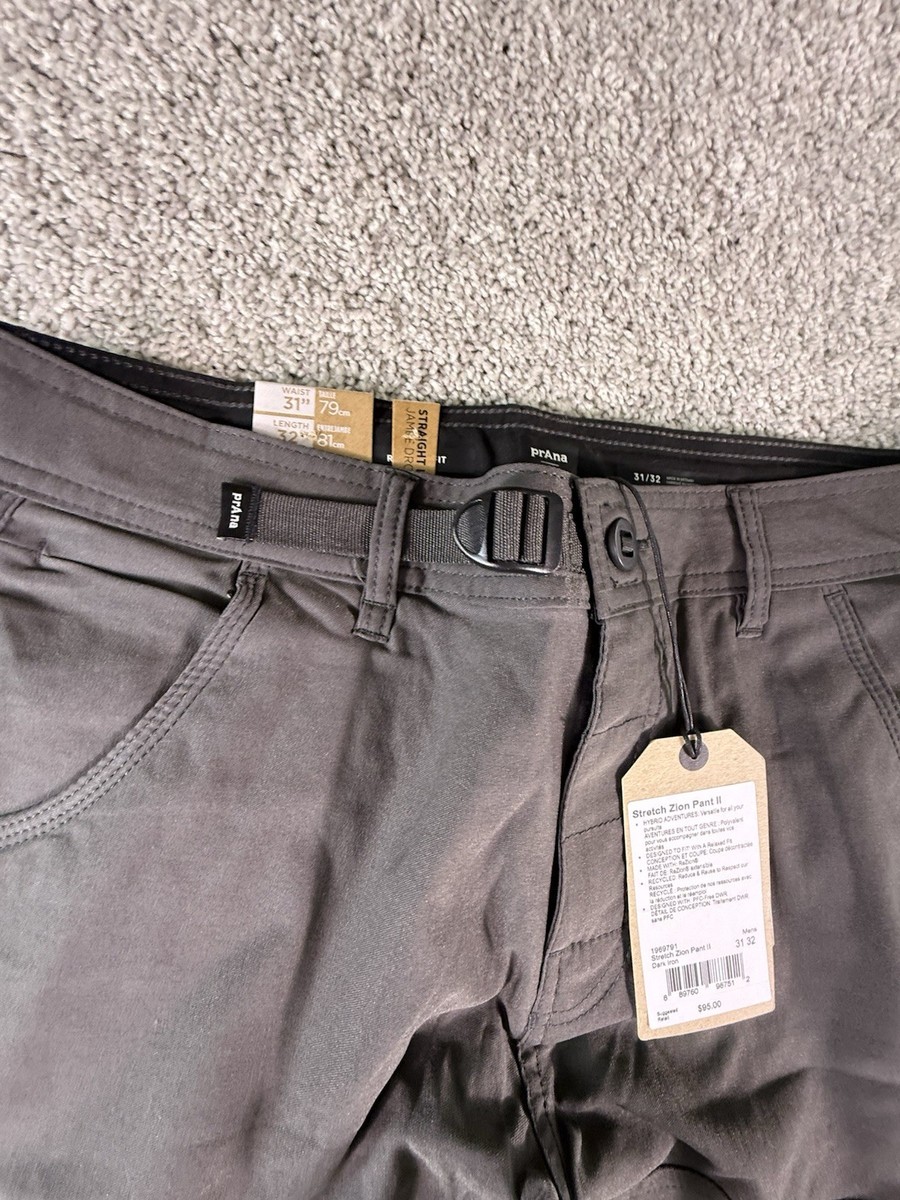 NEW Prana Zion II Pants 31x32 Stretch Relaxed Fit Cargo Dark Iron Straight View 3