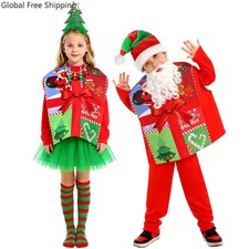 Children's Christmas Costume Boys Girls Role Play Gift Box Cover-up Christmas