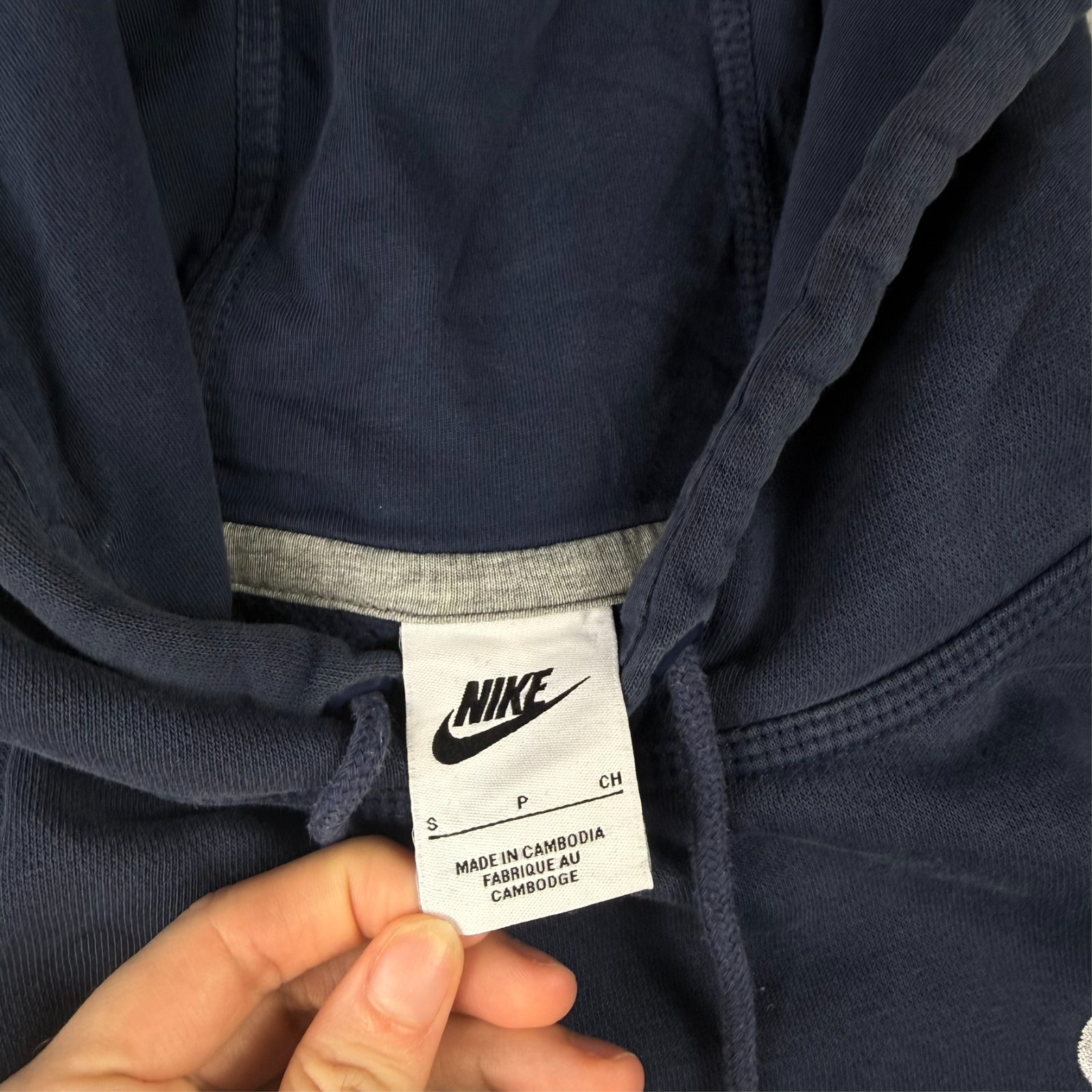 Vintage Nike Navy Blue Mini Swoosh Embroidered Size Small Pullover Hoodie image 5