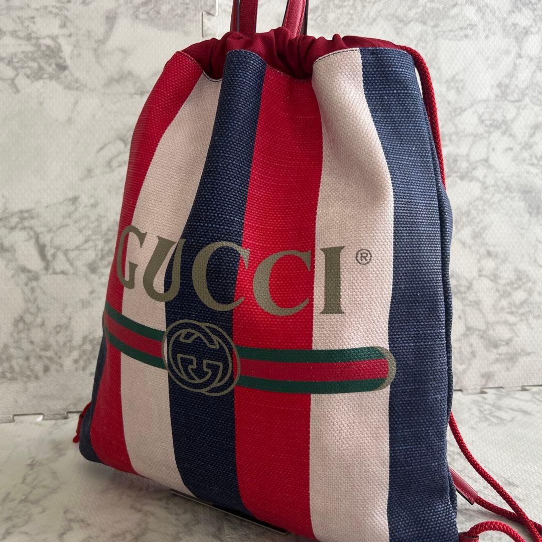 Gucci Drawstring Logo Print Knapsack Backpack She… - image 1