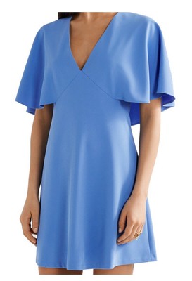 Alice + Olivia Krysta Cape-Back Crepe Mini Dress Blue Size 6