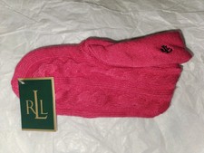 Lauren Ralph Lauren Women's Pink Cable Knit Bootie Slipper Socks New