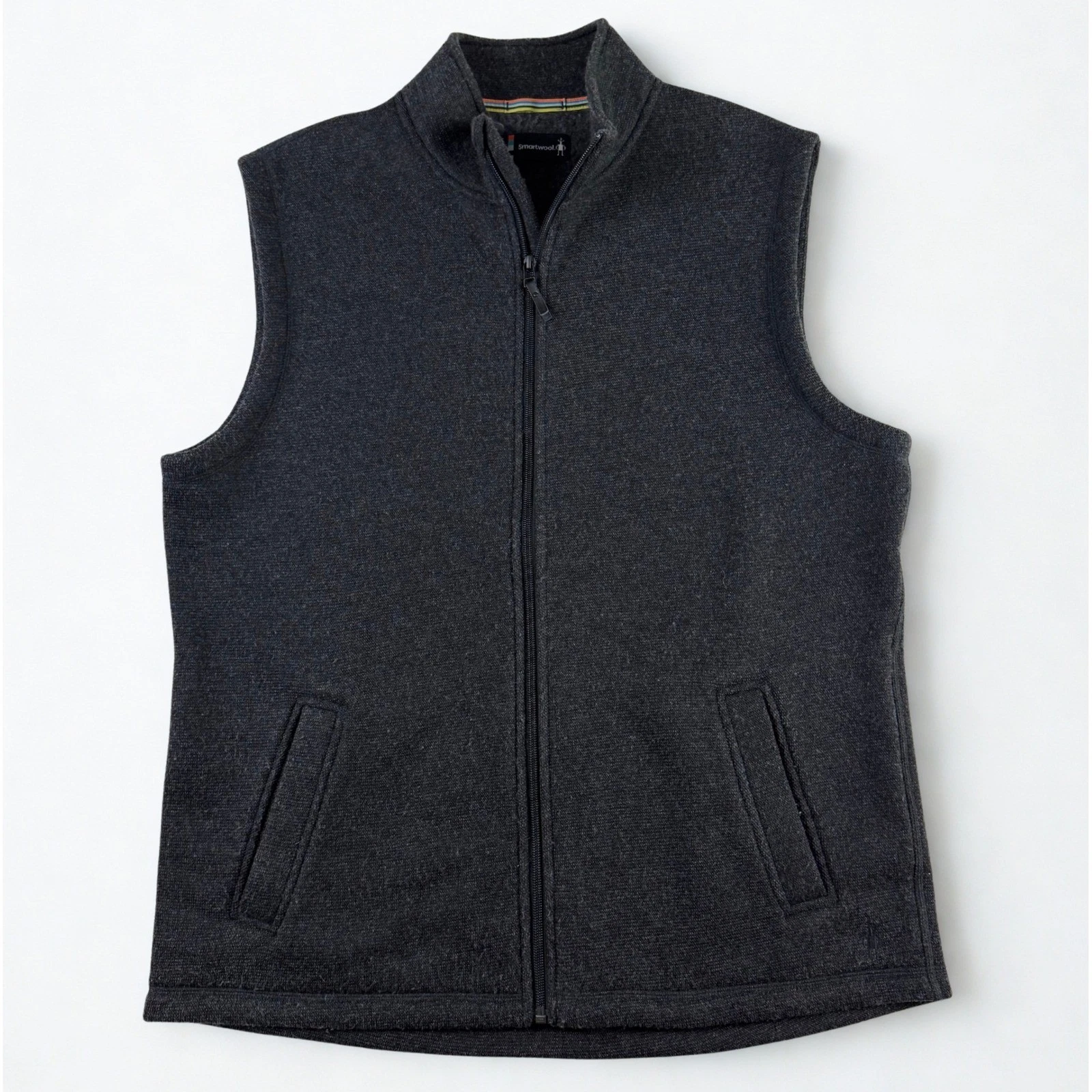 Smartwool Hudson Trail Fleece Vest Mens XL Charcoal Gray Full Zip Wool Blend