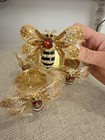 Set of 4 Gold Bee Napkin Rings with Crystals