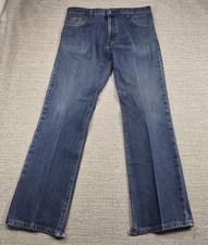 Levis 517 Jeans Mens 36x32 Blue Bootcut Denim Medium Wash Frayed Leg Hems