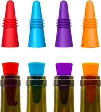 8 Pcs Reusable Silicone Wine Stoppers Beverage Bottle Stopper with Grip Top