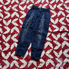 Vintage 1980s Taper Leg Blue Pleated Pants Women s Cropped