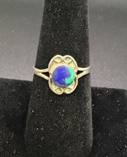 Mexico 925 Sterling Silver Azurite Malachite Ring - Size 8 - Stone 7x8mm - 1.36g