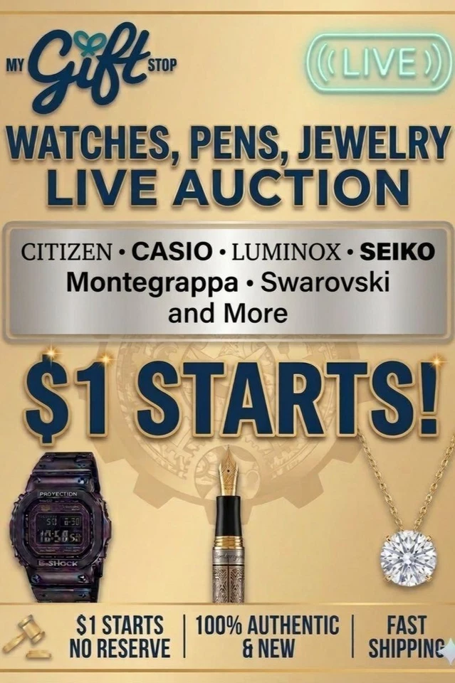 $1 Start Auctions: Watches Luxury Pens Jewelry from Top Brands