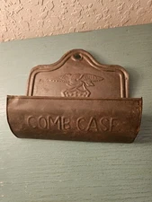 Antique Tin WallMounted Comb Case W/Embossed Eagle-Very Good