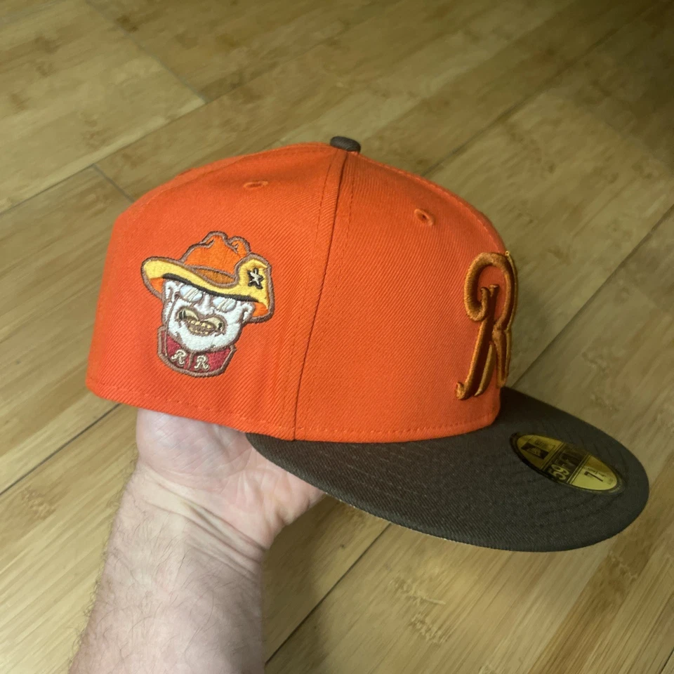 New Era 59FIFTY Frisco RoughRiders Texas Orange Brown Cowboy Fit 7 3/4 Hat MiLB - Image 4 of 4