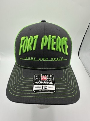 Fort Pierce Surf & Skate Richardson 112 Trucker Hat Neon Green Black Snapback