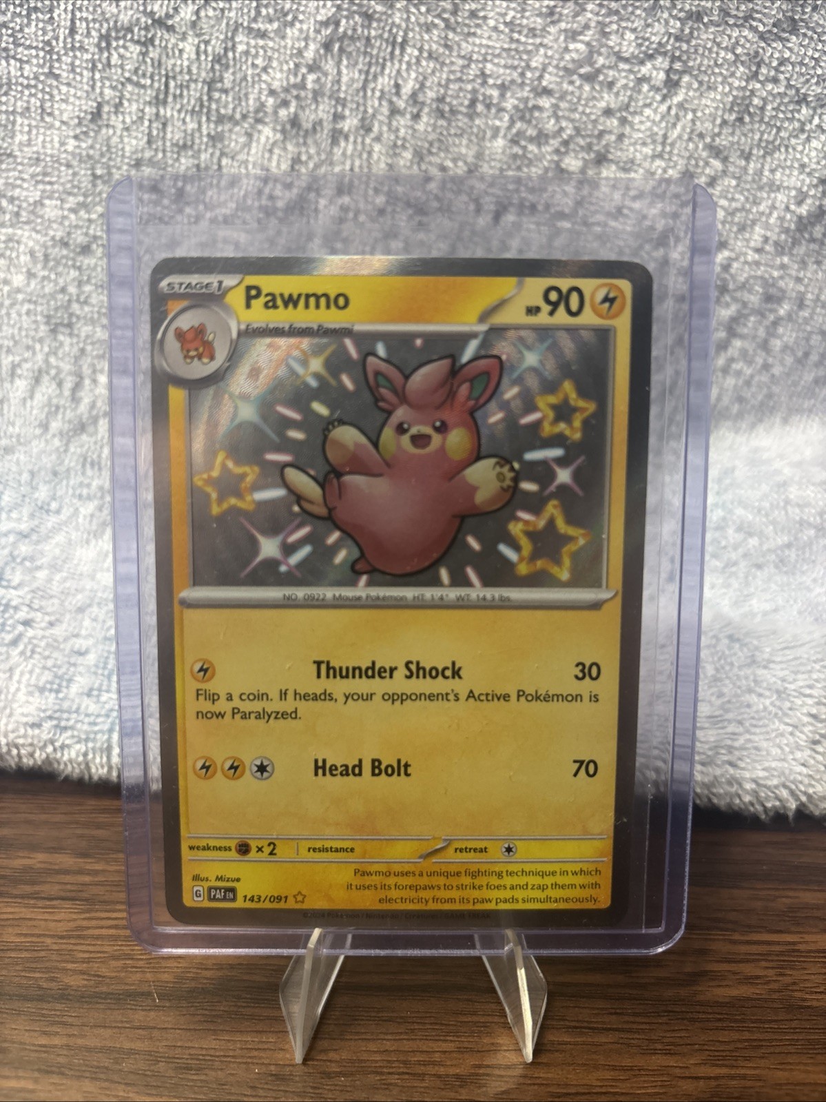 Pokémon TCG Pawmo Scarlet & Violet: Paldean Fates 143/091 Holo Shiny Rare NM