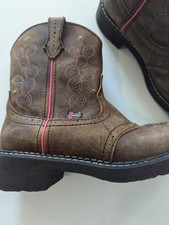 Justin Gypsy Boots Girls Size 3D Brown Leather Cowboy Western Rodeo Lights up