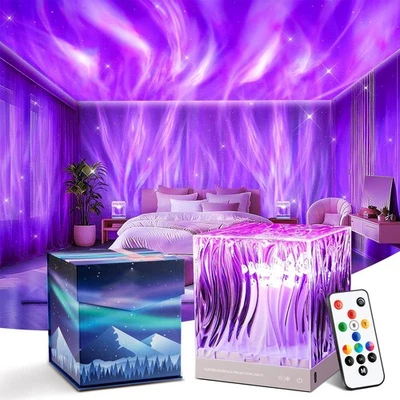 RGB Cube Northern Lights 18 Colour Aurora Projector Lamp Galaxy LED Night Lights