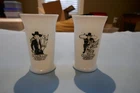 Vintage Hopalong Cassidy white glass milk cups - Dinner milk and Lunch milk cups