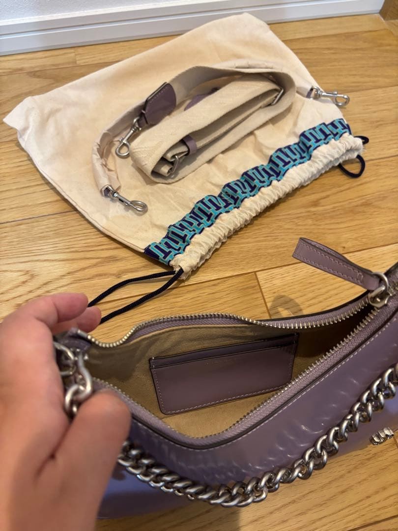 Tory Burch Mercer Patent Small Crescent Bag in Purple Leather Women's From Japan thumbnail 10