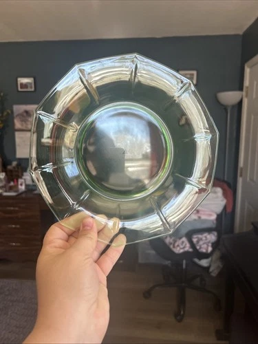 Uranium Glass Cambridge Decagon 8 Salad Plate Green Depression Glass
