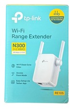 TP-Link N300 WiFi Extender RE105 Single Band WiFi Signal Booster NEW Open Box