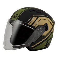 Gmax OF-87 Duke Black/Green Open Face Helmet w/LED Light - Adult Sizes XS - 3X