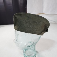 Vintage Military Hat Cap Fitted Mens 7 Olive Green Wool 80s Army Soldier War