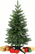 3FT Artificial Christmas Tree Mini PE Tips Tabletop Tree with Metal Stand