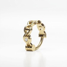 14K Solid Gold Diamond Chain Nose Ring with Clicker Closure Cartilage Piercing